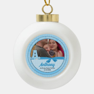 Boule En Céramique Nouveau Godparents Bleu En vichy bébé Monogramme A