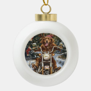 Boule En Céramique Nouvelle-Écosse Moto à chiens Noël