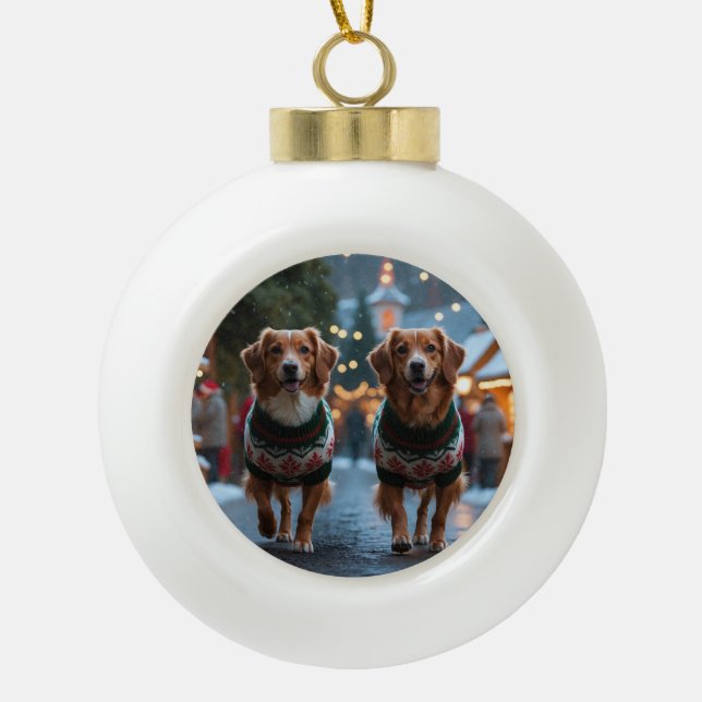 Boule En Céramique Nova Scotia Duck Toller Christmas Snow Holiday (Devant)