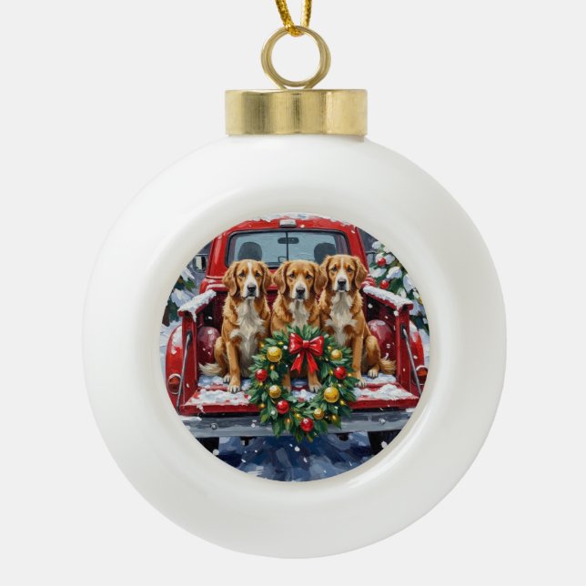 Boule En Céramique Nova Scotia Duck Tolling Retriever Christmas Red (Devant)