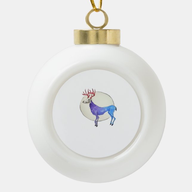 Boule En Céramique Oh Cerf Style Graphique Propre  (Devant)