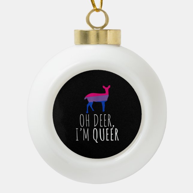 Boule En Céramique Oh Deer Queer Bisexual Pride Gay Lesbian Design  (Devant)