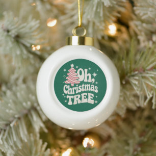 Boule En Céramique Oh Sapin Lumineux Joyeux Noël Xmas