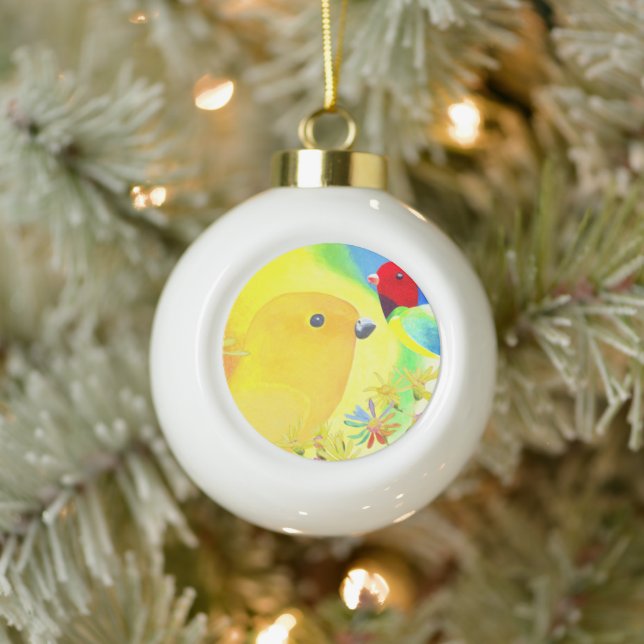 Boule En Céramique Oiseaux brillants Tie-Dye (Arbre)