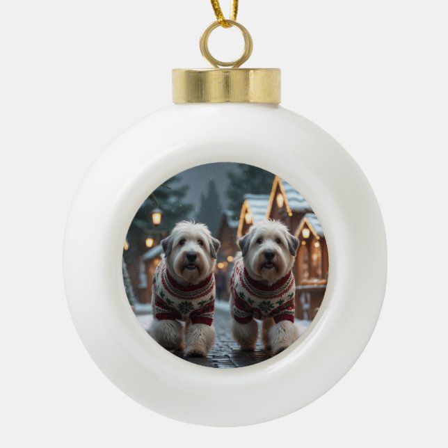 Boule En Céramique Old English Sheepdogs Christmas Snow Holiday (Devant)