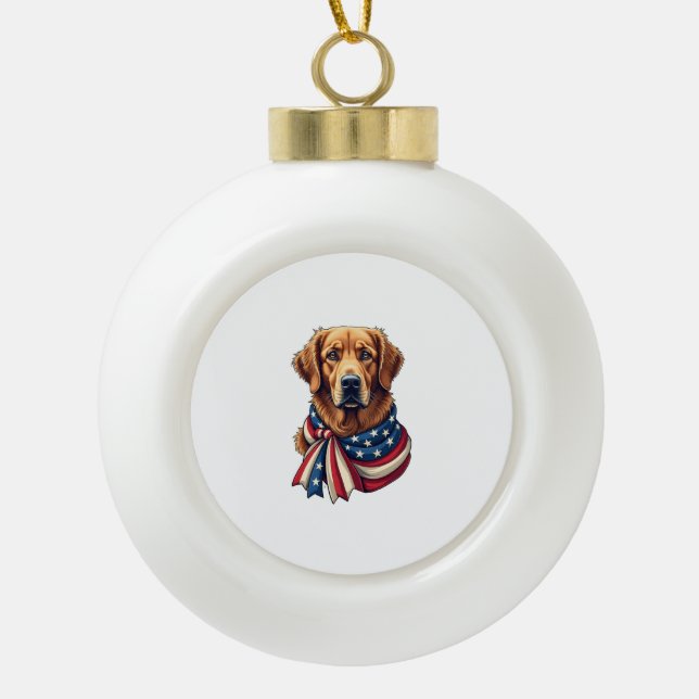 Boule En Céramique Old Glory Golden Retriever Vintage Shirt 2 (Devant)
