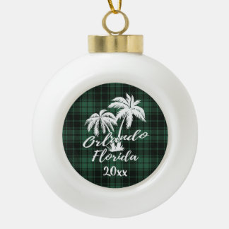 Boule En Céramique Orlando Florida Palm Tree Green Plaid