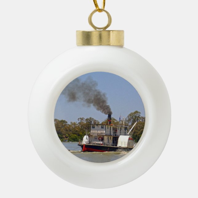 Boule En Céramique Paddle Steamer Cruising River Murray, (Devant)