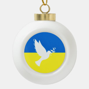 Boule En Céramique Paix Doite de Noël Ornament Ukraine Drapeau Libert