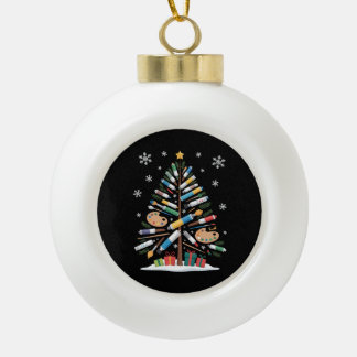 Boule En Céramique Palette de pinceau de peinture d'arbre de Noël Art
