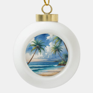 Boule En Céramique Palmiers de style vintage îles exotiques art de vo