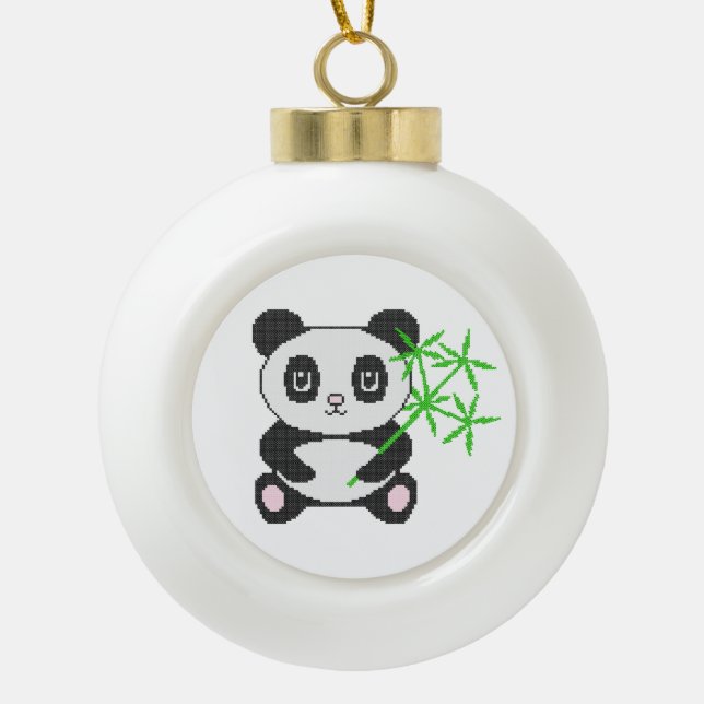 Boule En Céramique Panda à points croisés drôle (Devant)