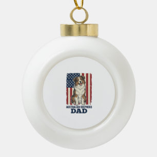 Boule En Céramique Papa Berger Australien Patriotique Vecteur Vintage