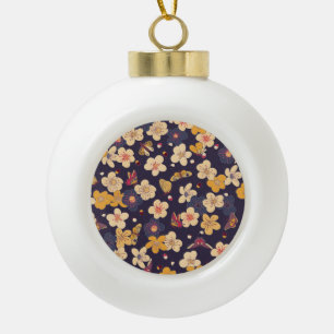 Boule En Céramique Papillon en fleurs de cerisier asiatique