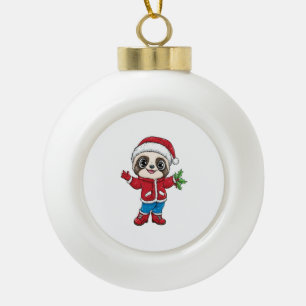 Boule En Céramique Paresseux de dessin animé portant Noël