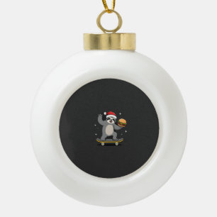 Boule En Céramique PAResseux de noël Drôle de planche à roulettes de