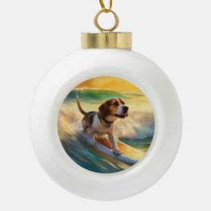 Boule En Céramique Peinture de surf de la plage Beagle