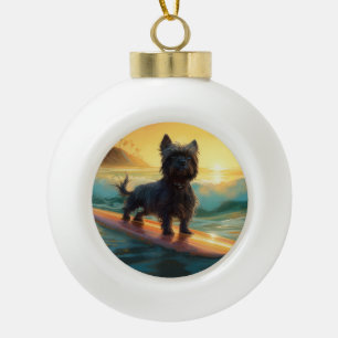 Boule En Céramique Peinture de surf de plage Affenpinscher