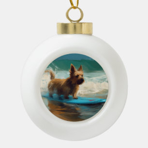 Boule En Céramique Peinture de surf de plage de Terrier Australien