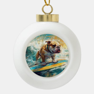 Boule En Céramique Peinture de surf sur la plage de Bulldog