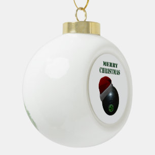 Boule En Céramique Pelouse Portant Un Chapeau De Père Noël,
