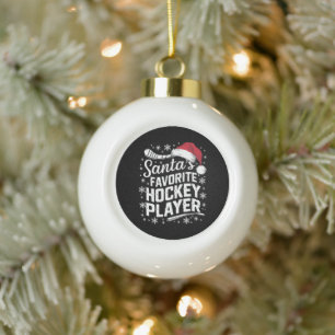 Boule En Céramique Père Noël Joueur de hockey favori Pyjama Noël