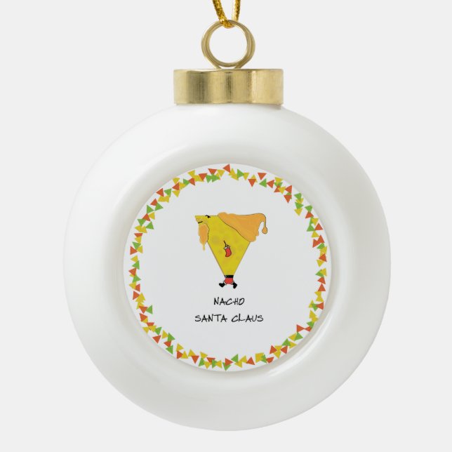 Boule En Céramique Père Noël Nacho avec chips (Devant)