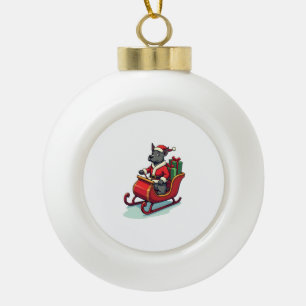 Boule En Céramique Père Noël Pitbull Ride