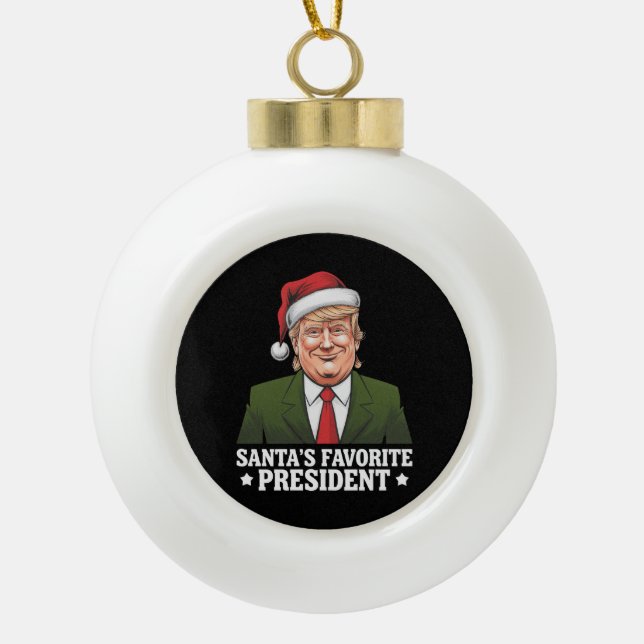 Boule En Céramique Père Noël Président favori Funny Trump Noël (Devant)