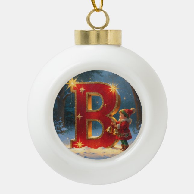 Boule En Céramique Personalized Christmas Ornament – Letter B Ceramic (Devant)