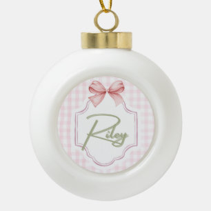 Boule En Céramique Personnalisé Riley Baby Girl Nursery Bow&En vichy