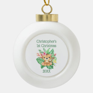 Boule En Céramique Personnalisez le premier Noël de bébé Tigre de béb