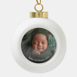 Boule En Céramique Photo Baby First Christmas