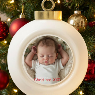 Boule En Céramique Photo de bébé Premier Noël Personnaliser