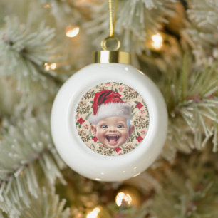 Boule En Céramique Photo de Noël du bébé personnalisé