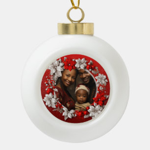 Boule En Céramique Photo personnalisé Noël rouge