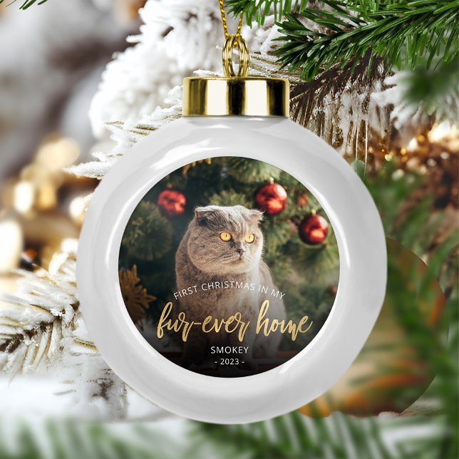 Boule En Céramique Photo pour animaux First Christmas Forever Home Sc (Créateur téléchargé)
