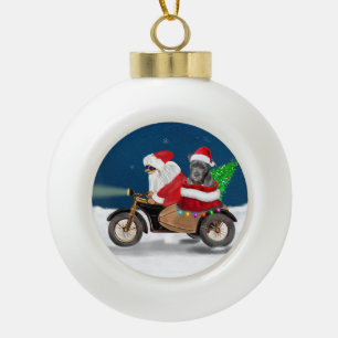 Boule En Céramique Pitbull Chien Noël Père Noël