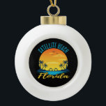 Boule En Céramique Plage Satellite Floride Palm Trees Beach<br><div class="desc">Satellite Beach Floride Palmiers en céramique Ball Ornement de Noël</div>