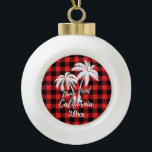 Boule En Céramique Plaid Red Plaid Dana Point California Beach<br><div class="desc">Dana Point California Beach Palm Tree Red Plaid Orament</div>