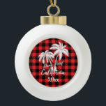 Boule En Céramique Plaid Red Plaid Dana Point California Beach<br><div class="desc">Dana Point California Beach Palm Tree Red Plaid Orament</div>