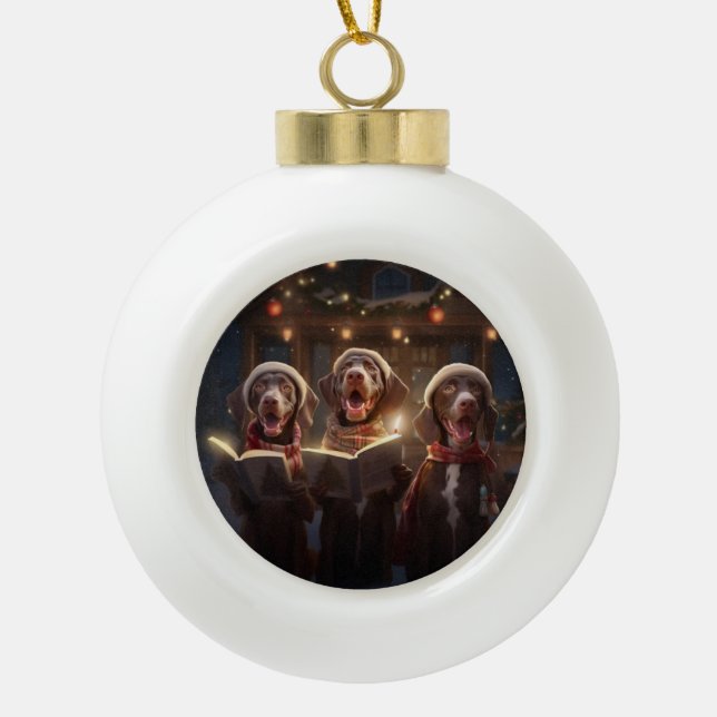 Boule En Céramique Pointeurs courts allemands Carolage de Noël (Devant)