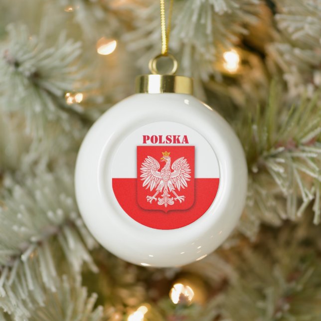 Boule En Céramique Pologne Drapeau Emblème Patrimoine Polski Polska (Arbre)