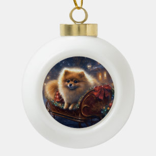 Boule En Céramique Pomeranian Saison des Fêtes de Noël Brosse