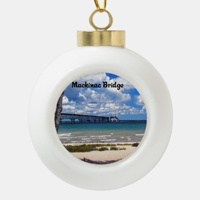 Boule En Céramique Pont de Mackinac Michigan (Devant)