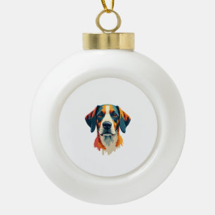 Boule En Céramique Portrait de chien coloré vintage style pop art ani