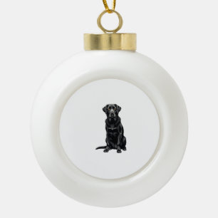 Boule En Céramique Portrait Illustré de Chien Labrador Retriever Noir