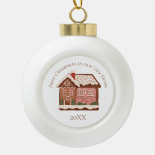 Boule En Céramique Premier Noël dans notre maison en pain d'épices de