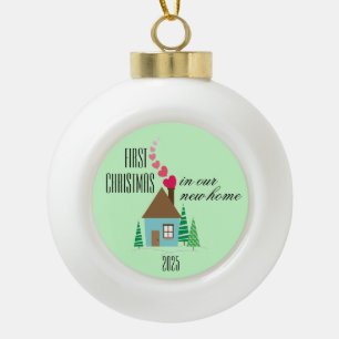 Boule En Céramique Premier Noël dans notre nouvelle maison