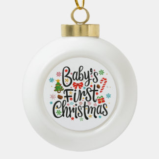 Boule En Céramique Premier Noël du bébé
